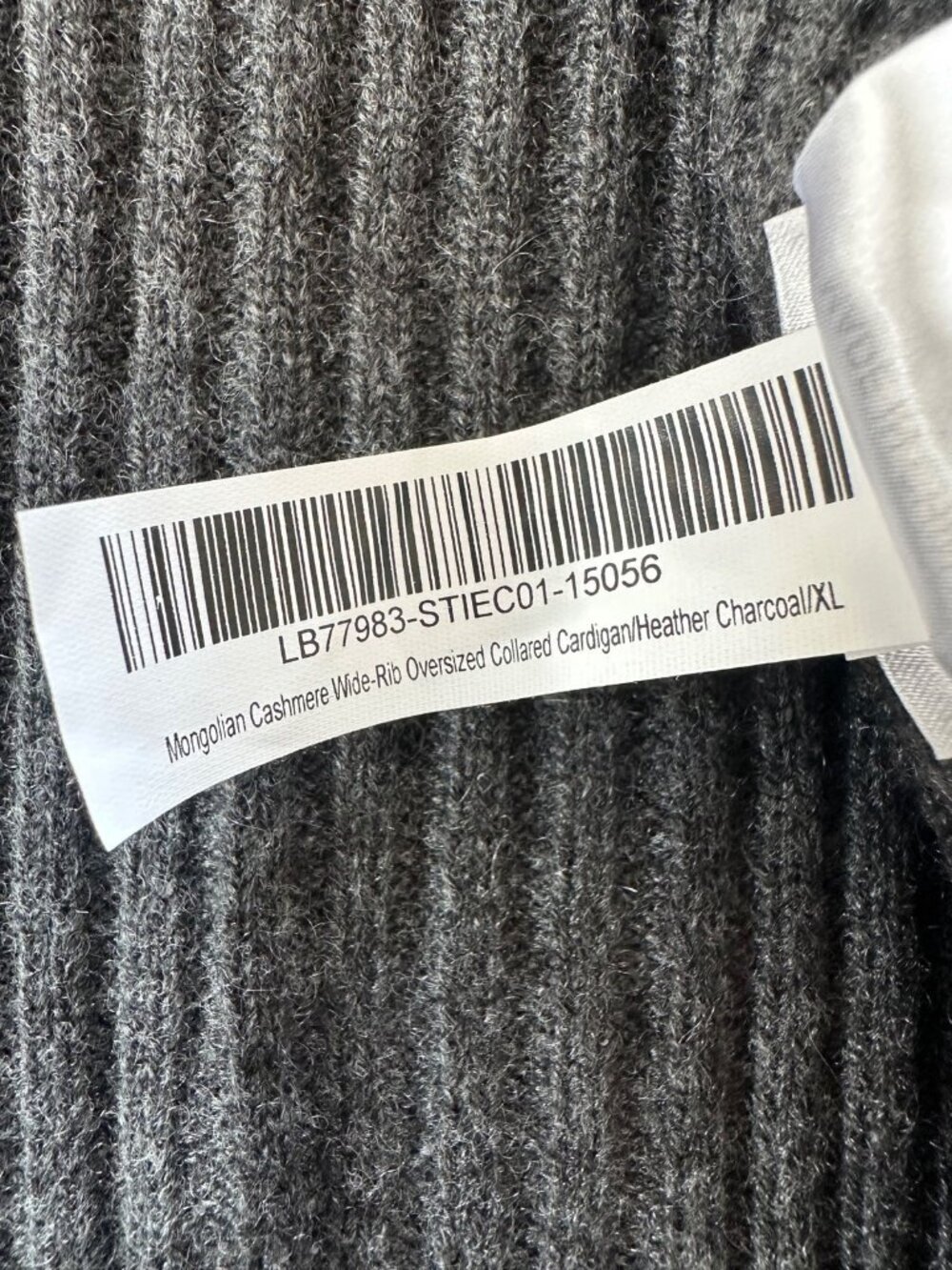 Quince XL Grey Mongolian Cashmere Wide-Rib Oversized Collared Cardigan NEW - Picture 8 of 8